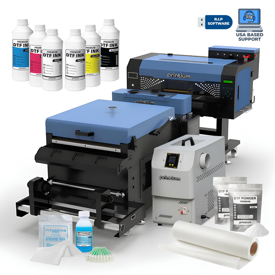 P200 13" 2 Head DTF Printer & P400 DTF Powder Shaker Dryer & P50H Smoke Extract Filter Purifier  All-in-One DTF Printing Bundle
